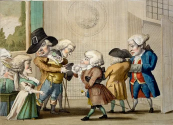 Der erste Ansatz, ca. 1790 (handkolorierter Stich)